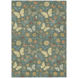 3' X 5' Green And Wheat Abstract Washable Indoor Outdoor Area Rug