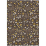 3' X 5' Brown And Walnut Abstract Washable Indoor Outdoor Area Rug