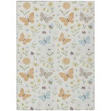 3' X 5' Ivory And Cream Abstract Washable Indoor Outdoor Area Rug
