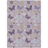 3' X 5' Lavender And Purple Abstract Washable Indoor Outdoor Area Rug