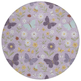 8' Lavender And Purple Round Abstract Washable Indoor Outdoor Area Rug