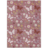 3' X 5' Mauve And Pink Abstract Washable Indoor Outdoor Area Rug