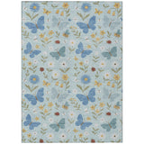 3' X 5' Sky Blue And Blue Abstract Washable Indoor Outdoor Area Rug