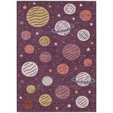 3' X 5' Eggplant And Purple Floral Washable Indoor Outdoor Area Rug