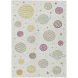 5' X 8' Ivory And Green Floral Washable Indoor Outdoor Area Rug
