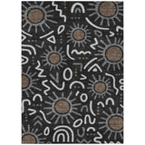 3' X 5' Black And Graphite Geometric Washable Indoor Outdoor Area Rug