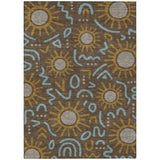 3' X 5' Chocolate And Brown Geometric Washable Indoor Outdoor Area Rug