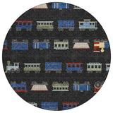 8' Black And Graphite Round Abstract Washable Indoor Outdoor Area Rug