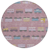 8' Blush And Pink Round Abstract Washable Indoor Outdoor Area Rug