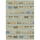 3' X 5' Green And Khaki Abstract Washable Indoor Outdoor Area Rug