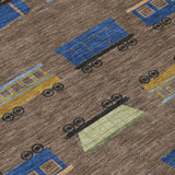 3' X 5' Coffee And Brown Abstract Washable Indoor Outdoor Area Rug
