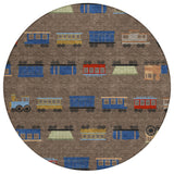 8' Coffee And Brown Round Abstract Washable Indoor Outdoor Area Rug