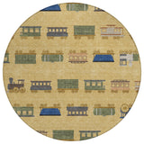 8' Gold And Brown Round Abstract Washable Indoor Outdoor Area Rug