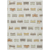 3' X 5' Ivory And Linen Abstract Washable Indoor Outdoor Area Rug