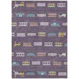 3' X 5' Plum And Purple Abstract Washable Indoor Outdoor Area Rug