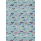 3' X 5' Aqua And Teal Blue Geometric Washable Indoor Outdoor Area Rug