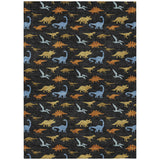 3' X 5' Black And Chocolate Geometric Washable Indoor Outdoor Area Rug