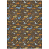 3' X 5' Chocolate And Brown Geometric Washable Indoor Outdoor Area Rug