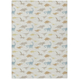 3' X 5' Ivory And Beige Geometric Washable Indoor Outdoor Area Rug