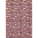 3' X 5' Mauve And Pink Geometric Washable Indoor Outdoor Area Rug
