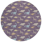 8' Plum And Purple Round Geometric Washable Indoor Outdoor Area Rug
