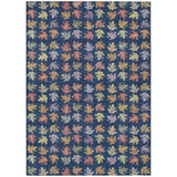 5' X 8' Navy Blue And Blue Geometric Washable Indoor Outdoor Area Rug