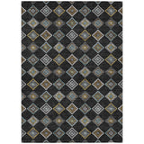 5' X 8' Black And Graphite Geometric Washable Indoor Outdoor Area Rug