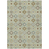 5' X 8' Green And Khaki Geometric Washable Indoor Outdoor Area Rug