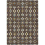 5' X 8' Chocolate And Brown Geometric Washable Indoor Outdoor Area Rug