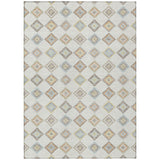 3' X 5' Ivory And Beige Geometric Washable Indoor Outdoor Area Rug