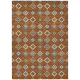 5' X 8' Orange And Brown Geometric Washable Indoor Outdoor Area Rug