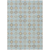3' X 5' Sky Blue And Blue Geometric Washable Indoor Outdoor Area Rug