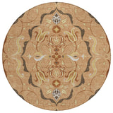 8' Copper And Orange Round Damask Washable Indoor Outdoor Area Rug
