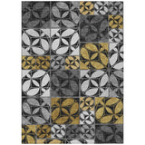 3' X 5' Black And Graphite Geometric Washable Indoor Outdoor Area Rug
