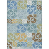 3' X 5' Sky Blue And Blue Geometric Washable Indoor Outdoor Area Rug