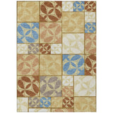 3' X 5' Wheat And Gold Geometric Washable Indoor Outdoor Area Rug