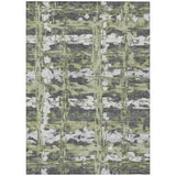 3' X 5' Green And Gray Abstract Washable Indoor Outdoor Area Rug