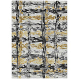 3' X 5' Gray And Granite Gray Abstract Washable Indoor Outdoor Area Rug