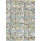 5' X 8' Ivory And Green Abstract Washable Indoor Outdoor Area Rug