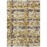 5' X 8' Gold And Coffee Abstract Washable Indoor Outdoor Area Rug