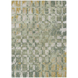 3' X 5' Green And Beige Abstract Washable Indoor Outdoor Area Rug