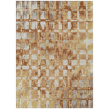 3' X 5' Copper And Orange Abstract Washable Indoor Outdoor Area Rug