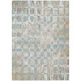 5' X 8' Ivory And Linen Abstract Washable Indoor Outdoor Area Rug