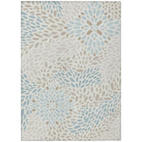 5' X 8' Ivory And Pearl Abstract Washable Indoor Outdoor Area Rug