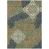 3' X 5' Olive Green And Green Abstract Washable Indoor Outdoor Area Rug