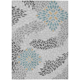 3' X 5' Silver And Gray Abstract Washable Indoor Outdoor Area Rug