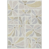3' X 5' Ivory And Linen Floral Washable Indoor Outdoor Area Rug