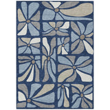 3' X 5' Navy Blue And Blue Floral Washable Indoor Outdoor Area Rug