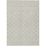 3' X 5' Ivory And Linen Geometric Washable Indoor Outdoor Area Rug