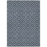 3' X 5' Navy Blue And Blue Geometric Washable Indoor Outdoor Area Rug